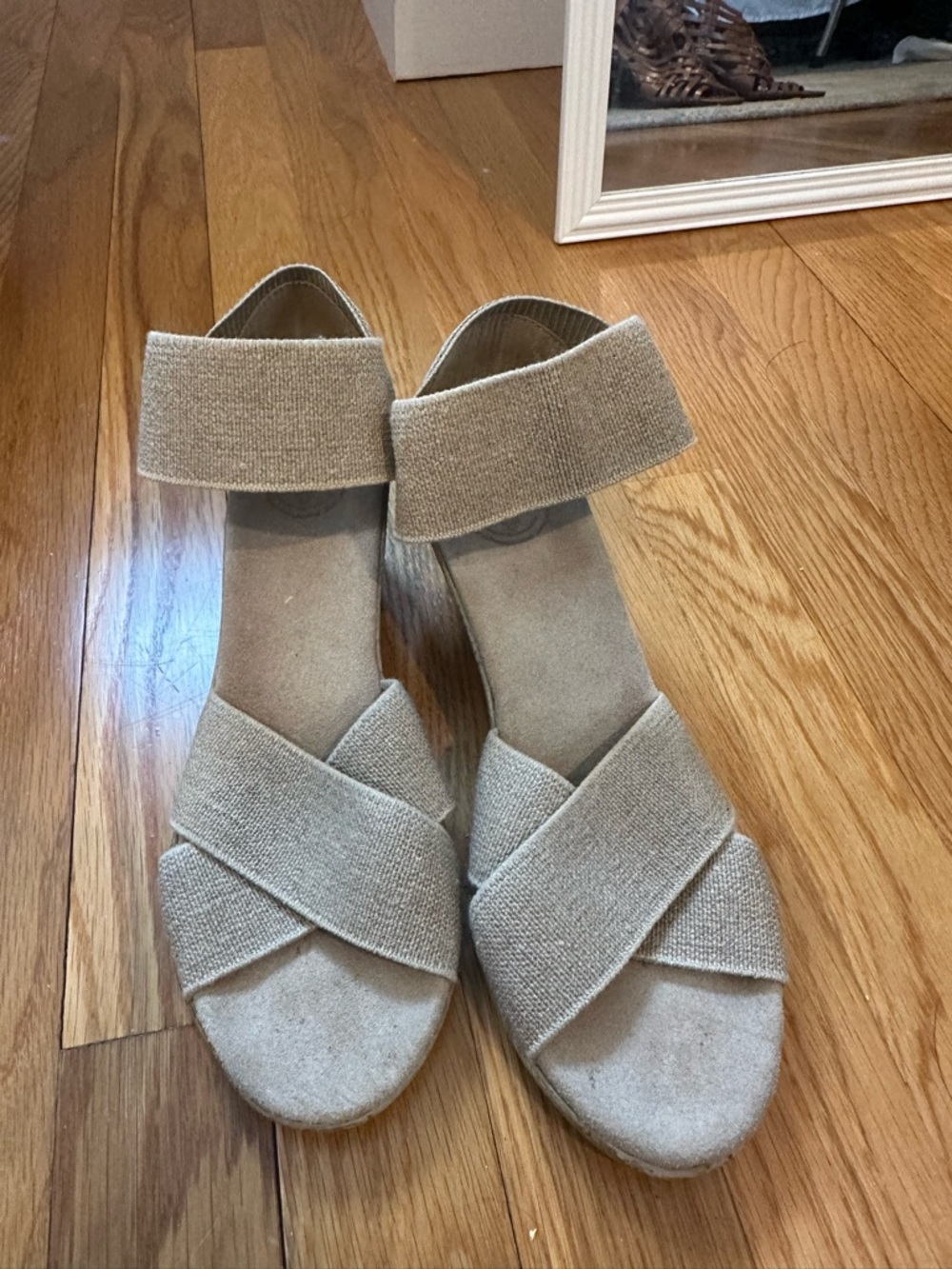 Women's Beige Crisscross Ankle-Strap Sandals